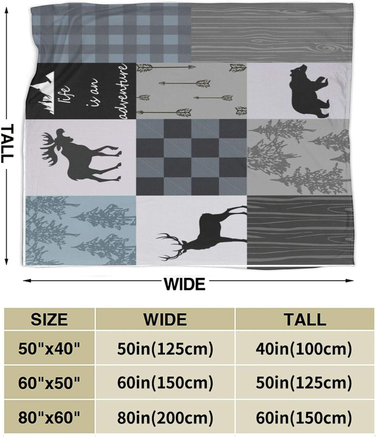Rustic Throw Blanket Lodge Bear Blanket Moose Throws Deer Throws Soft Camping Gifts for Men Women Plush Sofa Travel Cabin Decor Indoor Outdoor Travel Birthday Gifts Room Decor 40''X50''