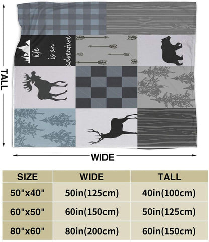 Rustic Throw Blanket Lodge Bear Blanket Moose Throws Deer Throws Soft Camping Gifts for Men Women Plush Sofa Travel Cabin Decor Indoor Outdoor Travel Birthday Gifts Room Decor 40''X50''