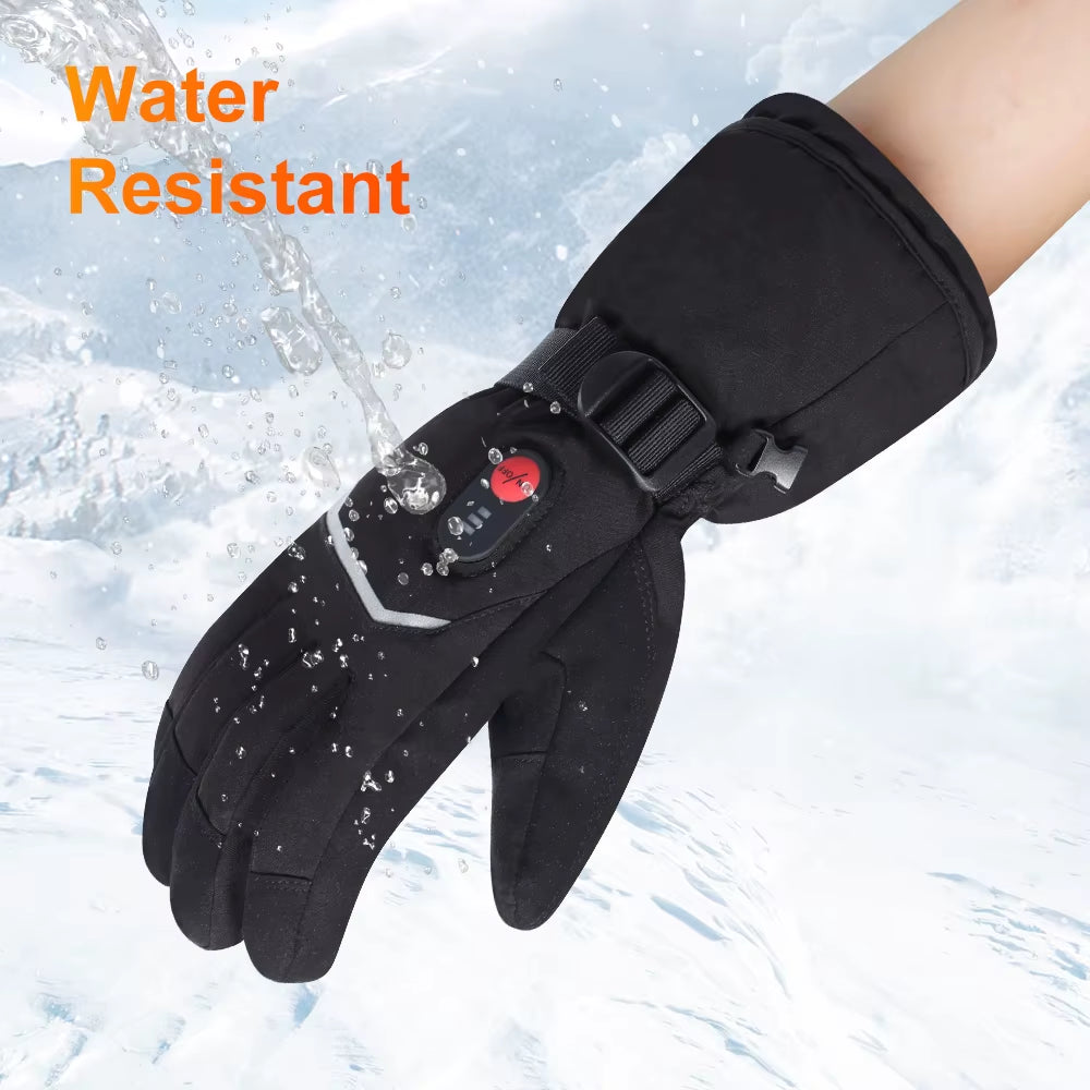 ed Gloves 7.4V Electric Rechargeable Heated Gloves Waterproof Skiing Cycling Hiking Winter Warm Gloves Heated