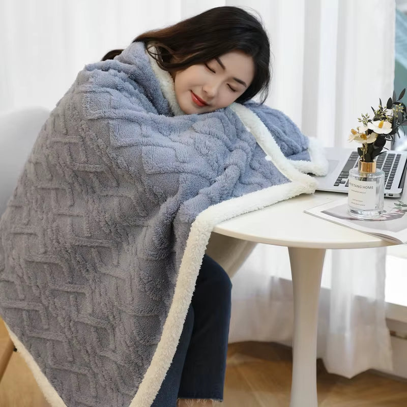Shawl Blanket Office Nap Blanket Winter Thickened Blanket Multifunctional Small Blanket Small Quilt Sofa Blanket