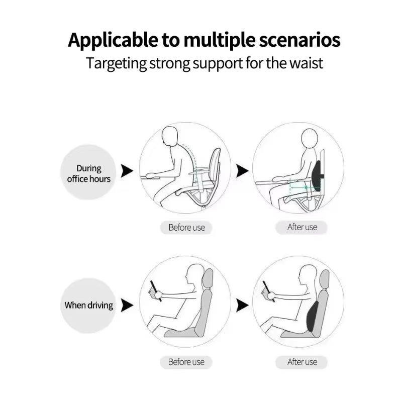 New Lumbar Back Cushion with Memory Foam for Car Office Gaming Chairs & Postpartum Pain Relief Pillow