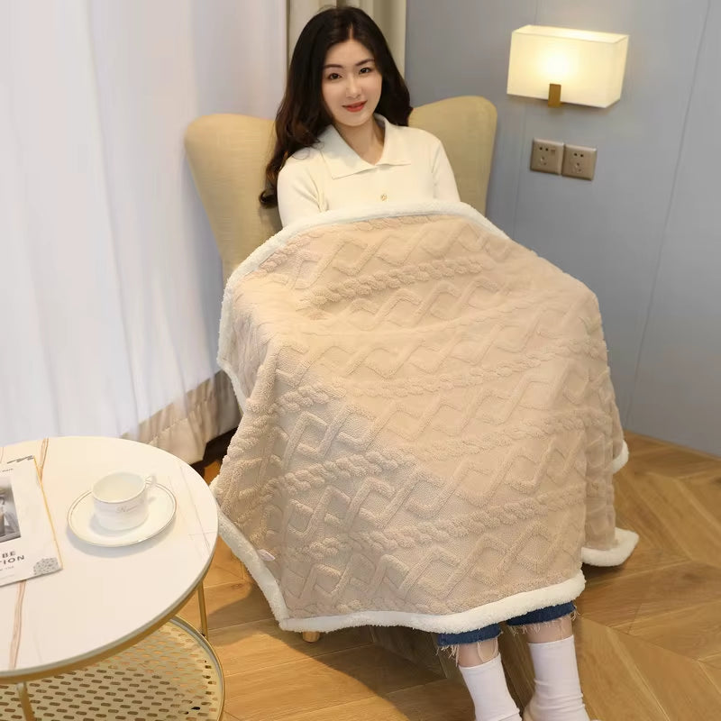 Shawl Blanket Office Nap Blanket Winter Thickened Blanket Multifunctional Small Blanket Small Quilt Sofa Blanket