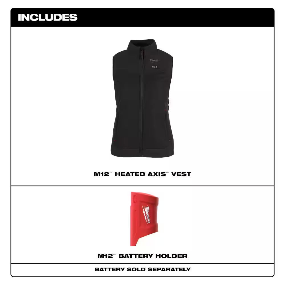 Women'S Medium M12 12V Lithium-Ion Cordless AXIS Black Heated Vest (Vest Only)