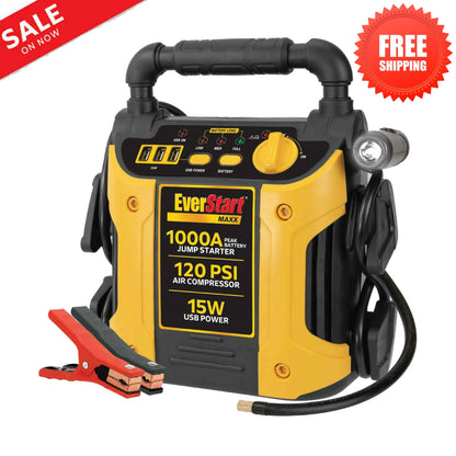 Portable Jump Starter Compressor Power Pack W/ Car Battery Jumper Box 3 USB BOX