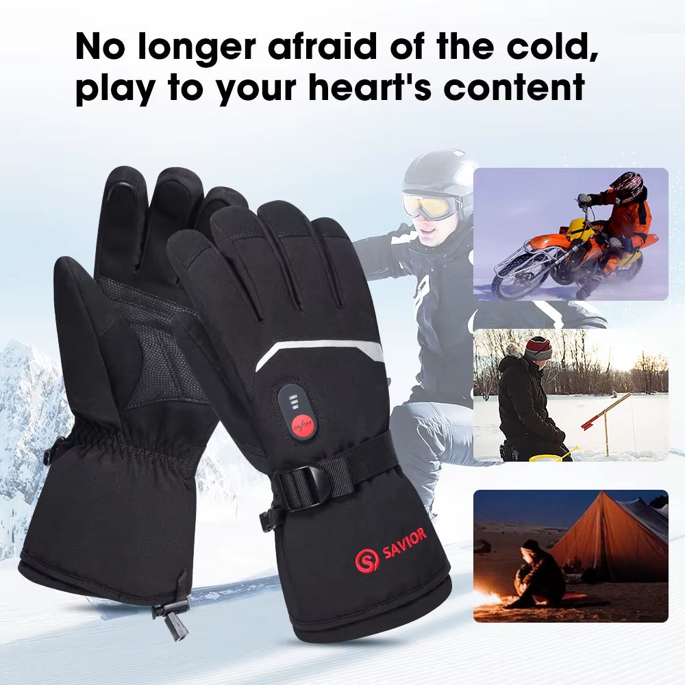 ed Gloves 7.4V Electric Rechargeable Heated Gloves Waterproof Skiing Cycling Hiking Winter Warm Gloves Heated