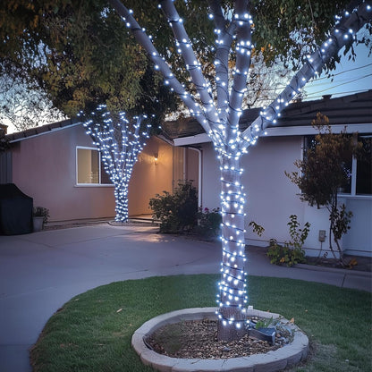 200 LED White Christmas Lights Outdoor, 66Ft Connectable Christmas Tree Lights Indoor Green Wire, 8 Modes Waterproof Twinkle String Lights Plug in for Wedding Party Xmas Decorations