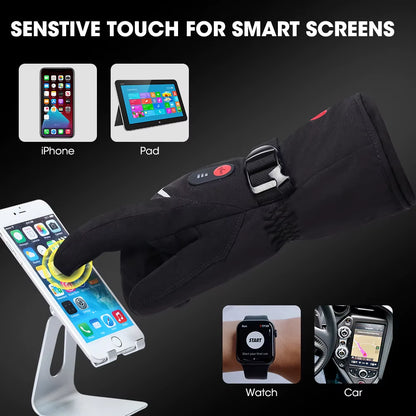 ed Gloves 7.4V Electric Rechargeable Heated Gloves Waterproof Skiing Cycling Hiking Winter Warm Gloves Heated