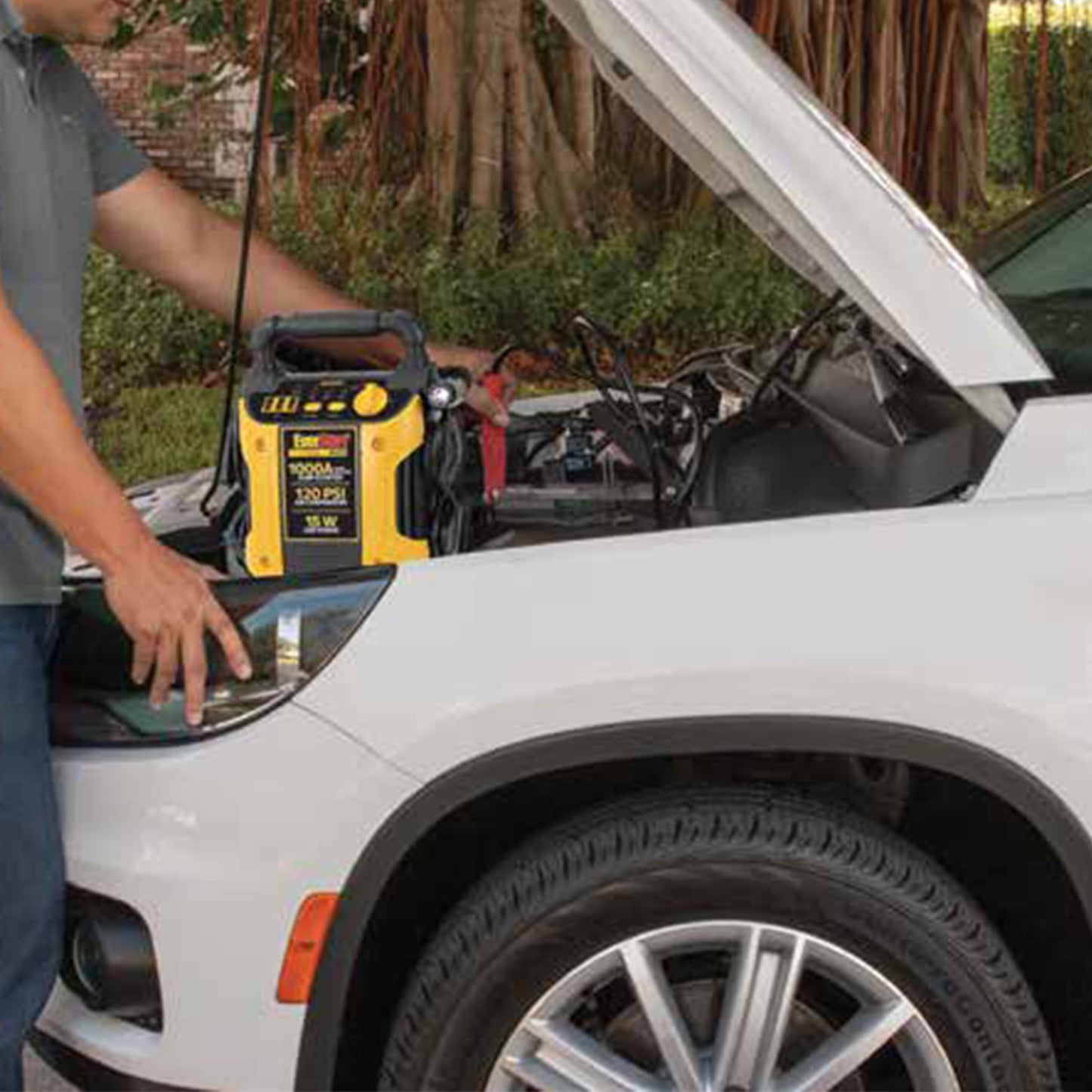 Portable Jump Starter Compressor Power Pack W/ Car Battery Jumper Box 3 USB BOX