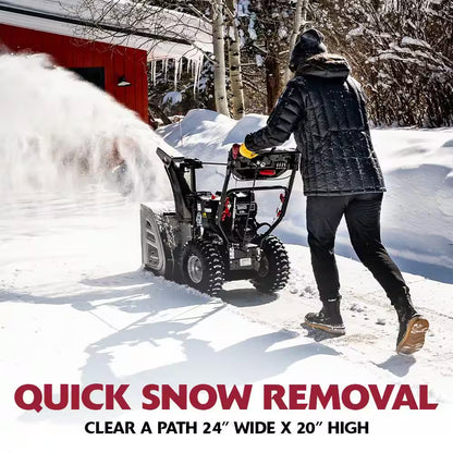 24 In. 208Cc Self-Propelled 2-Stage Gas Snow Blower with Electric Start