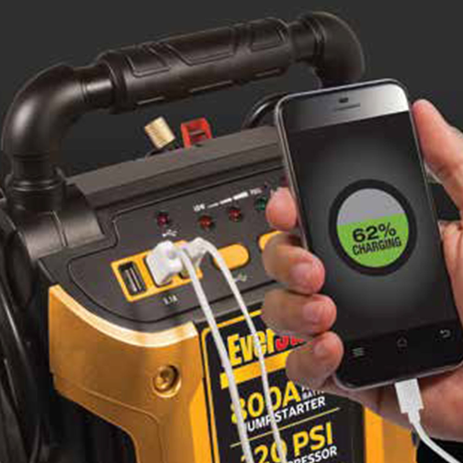 Portable Jump Starter Compressor Power Pack W/ Car Battery Jumper Box 3 USB BOX