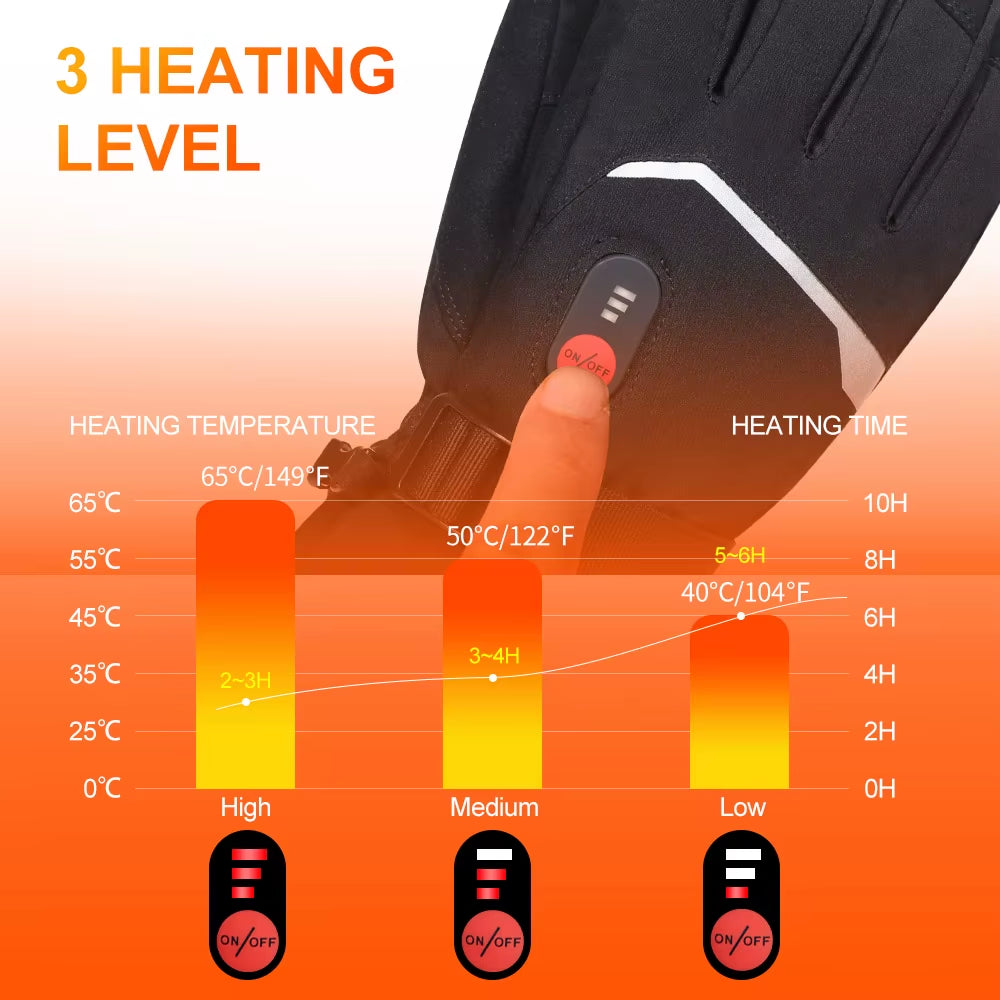 ed Gloves 7.4V Electric Rechargeable Heated Gloves Waterproof Skiing Cycling Hiking Winter Warm Gloves Heated