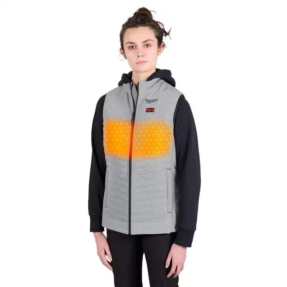 Women'S Medium M12 12-Volt Lithium-Ion Cordless Axis Gray Heated Vest Kit with (1) 2.0 Ah Battery and Charger